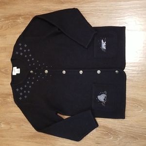 (M) Conviction Sport 100% Wool Polar Bear Embroidery Button Down Sweater Vintage